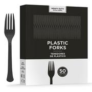 Black Heavy-Duty Plastic Forks, 50ct